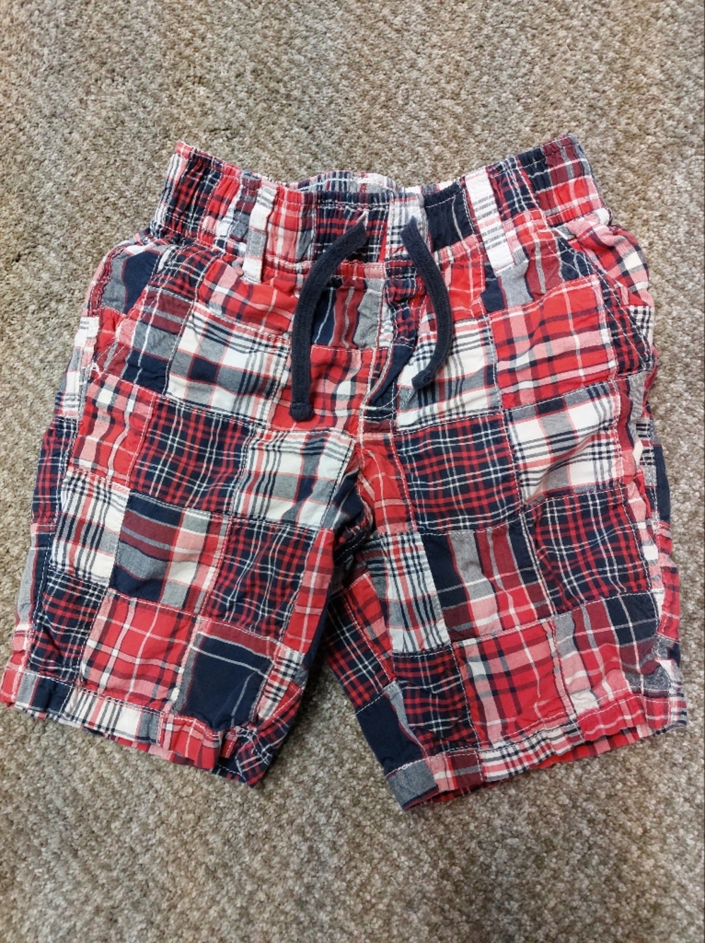 Boys Gymboree Red, Navy & White Plaid Shorts